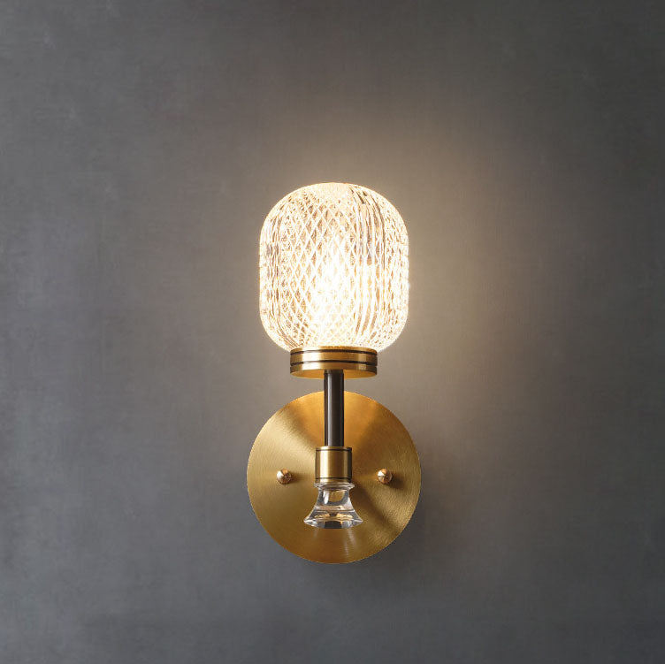 Luxury Glass Oval Copper Base 1-Light Wall Sconce Lamp