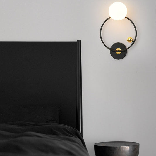 Minimalist Round Ball Iron Glass 1-Light Wall Sconce Lamp