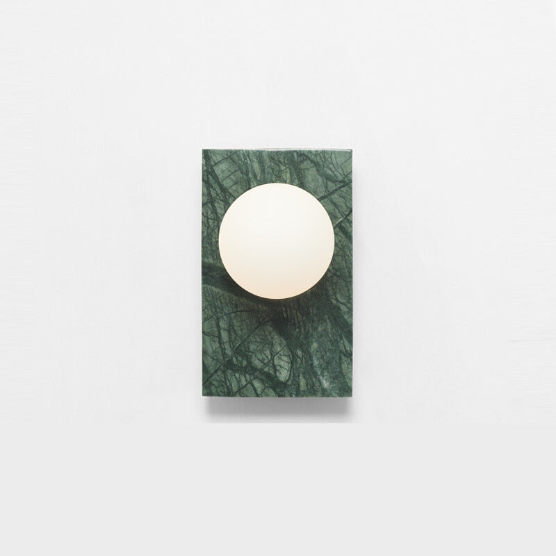 Marble Square Base Glass Ball 1-Light Wall Sconce Lamp