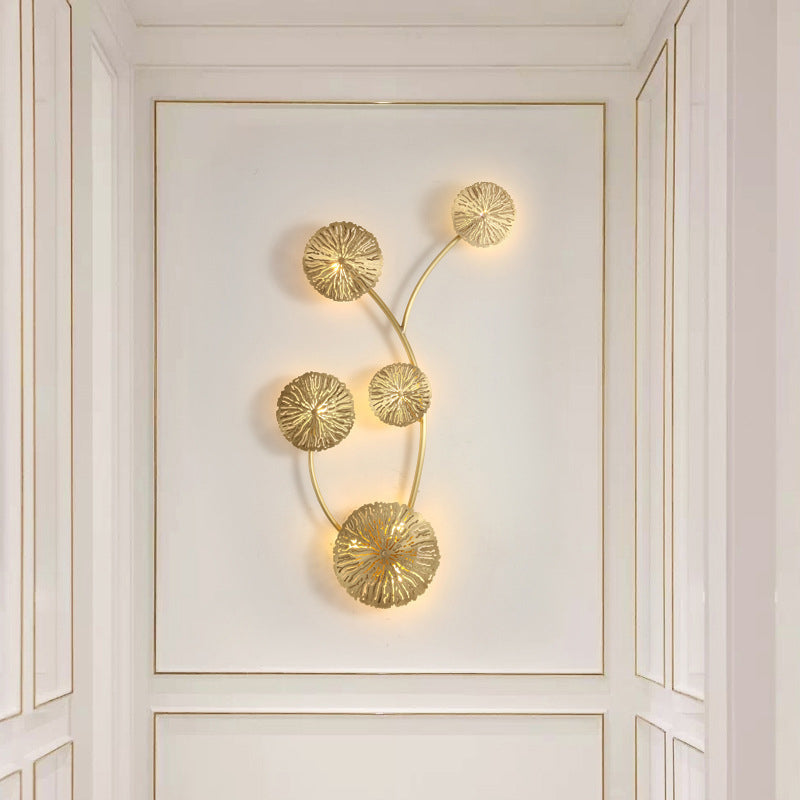 Full Hollow Lotus Leaf Cluster 3/5/7-Light Wall Sconce Lamp