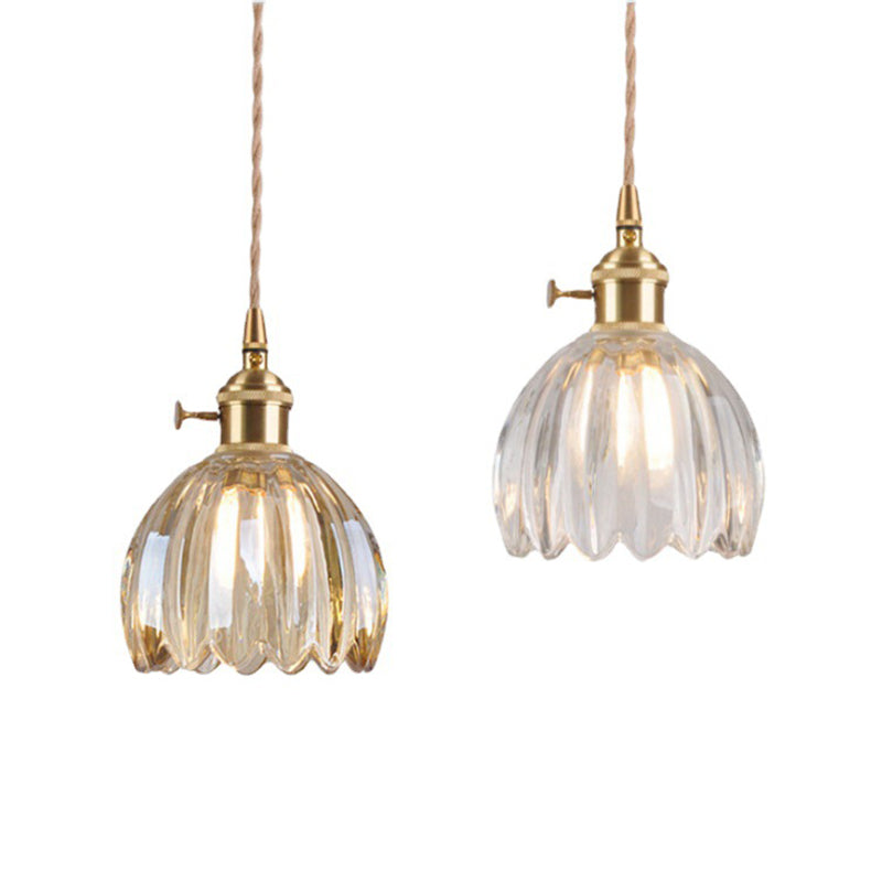 Minimalist Floral Copper Glass 1-Light Wall Sconce Lamp