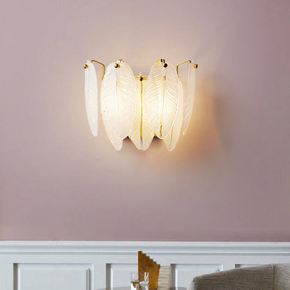 Creative Feather Iron Glass 1-Light Wall Sconce Lamp