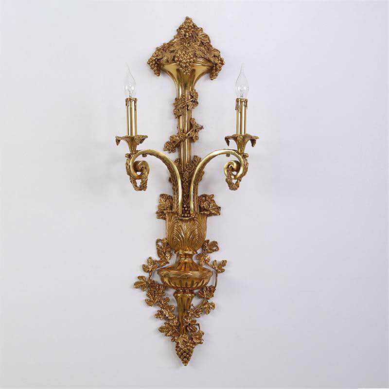 European Copper Candle Holder 2-Light Wall Sconce Lamp