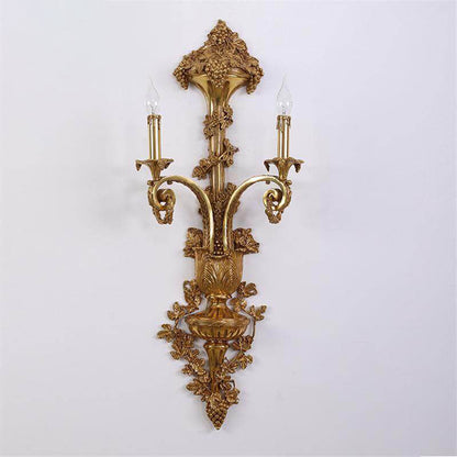 European Copper Candle Holder 2-Light Wall Sconce Lamp