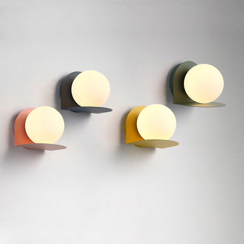 Scandinavian Macaron Glass Ball 1-Light Wall Sconce Lamp