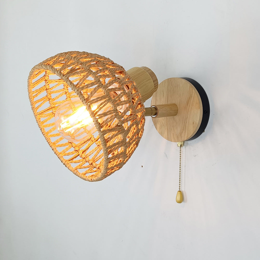 Farmhouse Weaving Hollow Out Dome 1-Light Wall Sconce Lamp