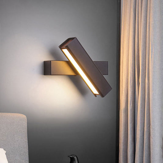 Rectangular Iron Wood Rotatable LED Wall Sconce Lamp