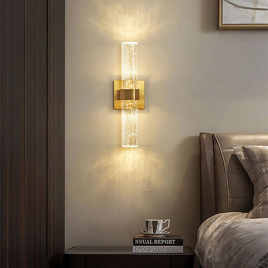 Luxury Hardware Crystal Strip Column LED Wall Sconce Lamp