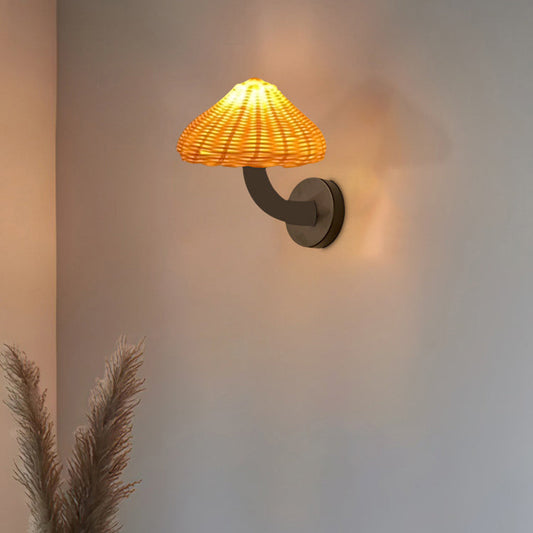 Japanese Iron Mushroom Shape 1-Light Wall Sconce Lamp