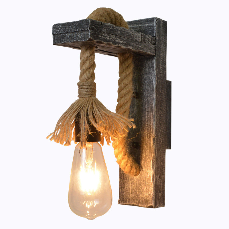 Vintage Solid Wooden Twine 1-Light Wall Sconce Lamp