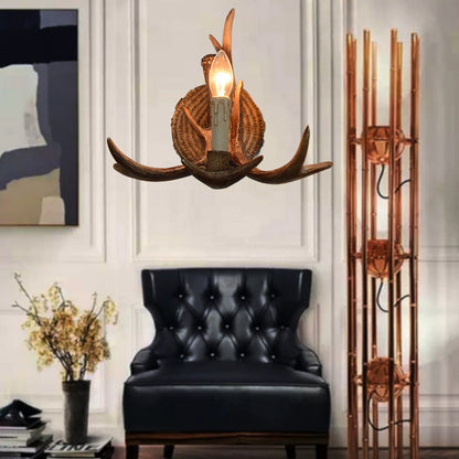 Traditional European Antler Resin 1-Light Wall Sconce Lamp