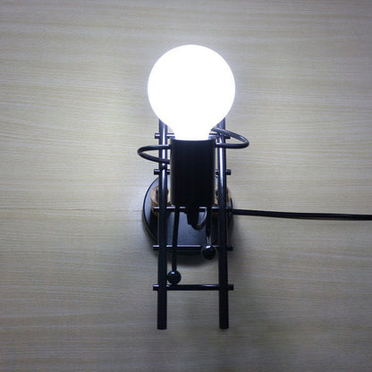 Little People Climbing Stairs Iron 1-Light Wall Sconce Lamp