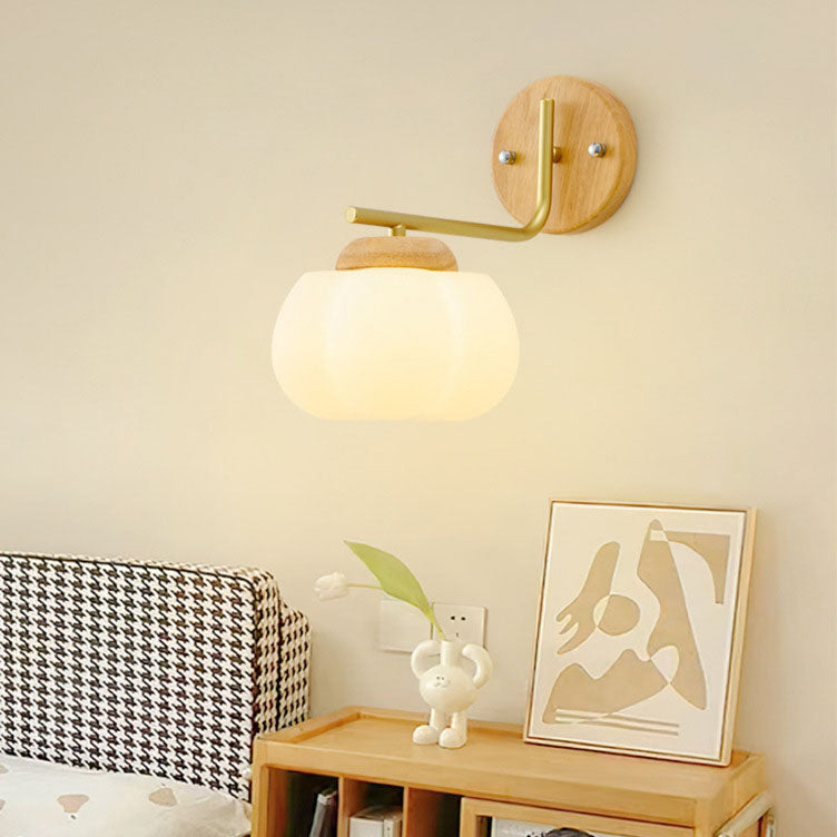 Japanese Wood Cotton PE Shade 1-Light Wall Sconce Lamp