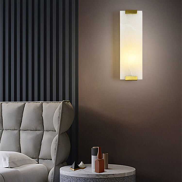 Nordic Light Luxury Copper Marble Strip Design 3-Light Wall Sconce Lamp