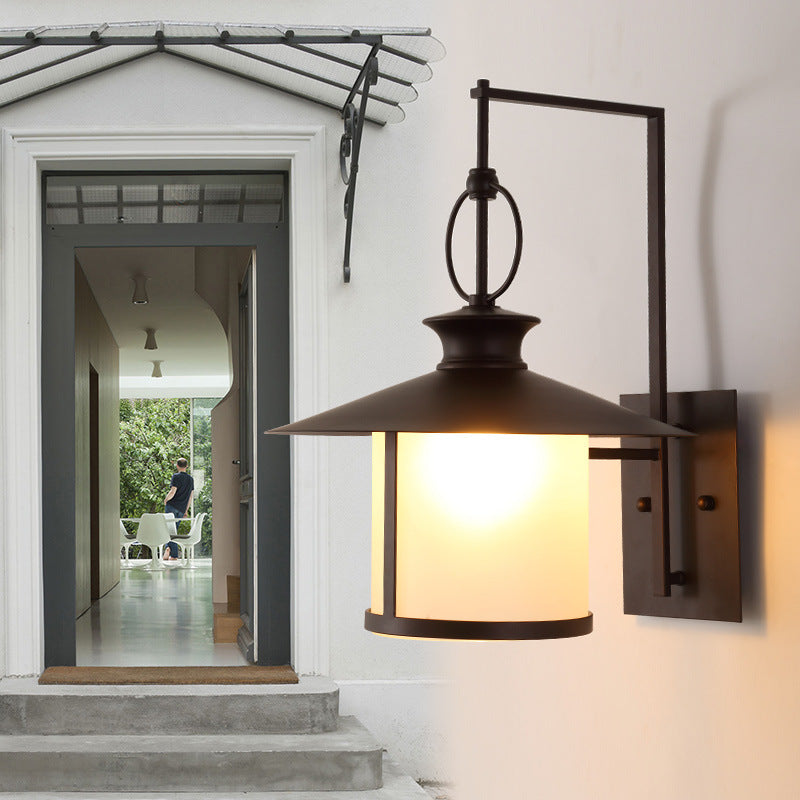 Waterproof Glass Conic Cylinder 1-Light Wall Sconce Lamp