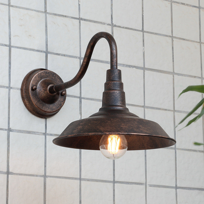 Traditional Iron Round Shade 1-Light Wall Sconce Lamp