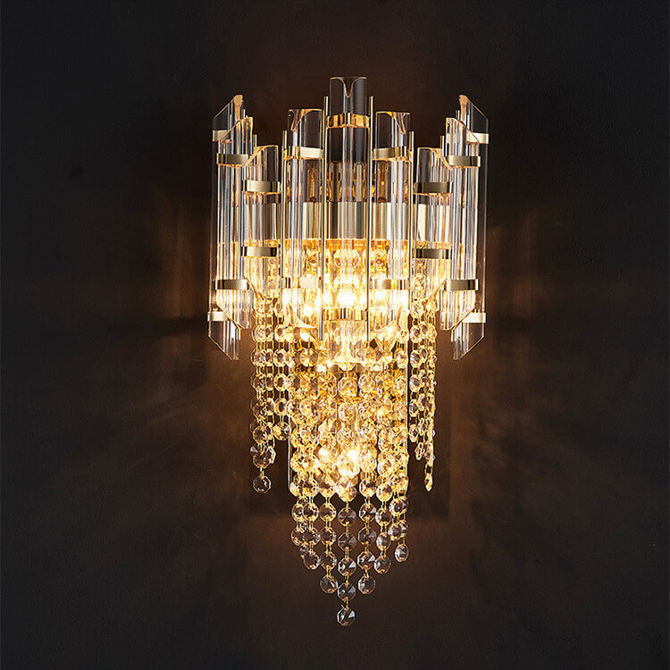Luxury Crystal Tassel Gold 2/3 Light Wall Sconce Lamp