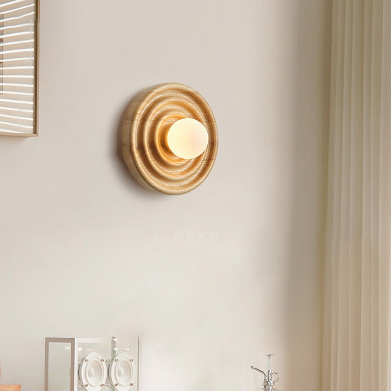 Japanese Ring Glass Ball Shade 1-Light Wall Sconce Lamp