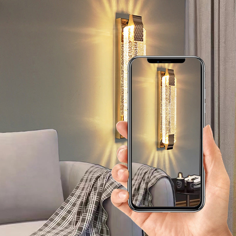 Rectangular Glass Stainless Steel LED Wall Sconce Lamp