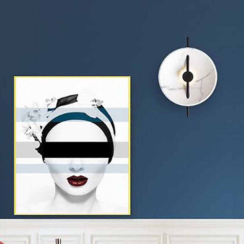 Scandinavian Round Marble Iron LED Wall Sconce Lamp