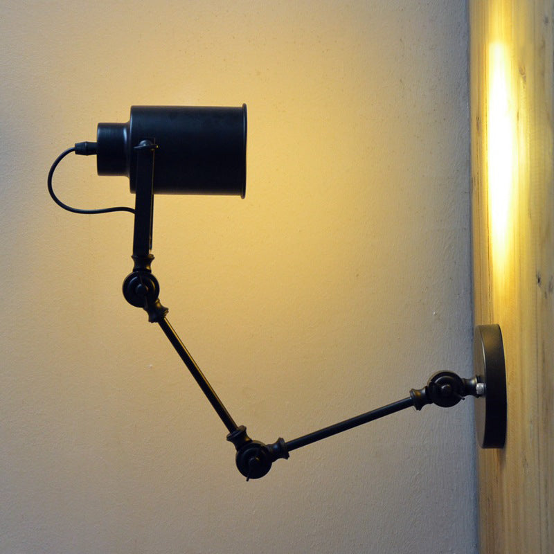 Cylinder Swing Arm Iron Aluminium 1-Light Wall Sconce Lamp