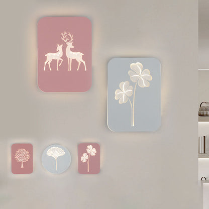 Acrylic Aluminum Iron Deer Ginkgo LED Wall Sconce Lamp