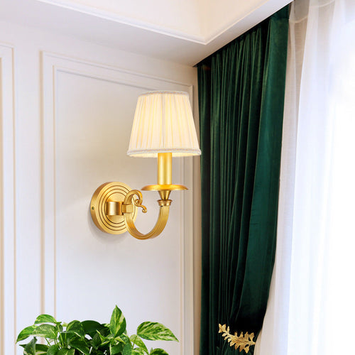 Full Frame Pleated Fabric Shade 1/2-Light Wall Sconce Lamp