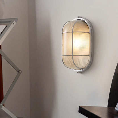 Aluminum Glass Round Oval 1-Light Wall Sconce Lamp