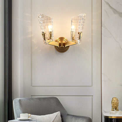 Light Luxury All Brass Glass 1/2-Light Wall Sconce Lamp