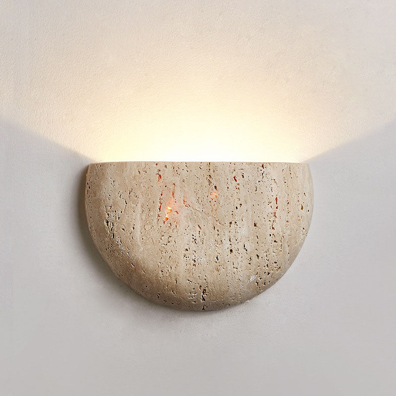 Traditional Japanese Oval Stone 1-Light Wall Sconce Lamp