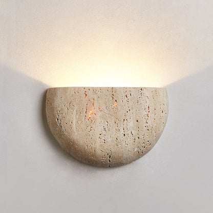 Traditional Japanese Oval Stone 1-Light Wall Sconce Lamp