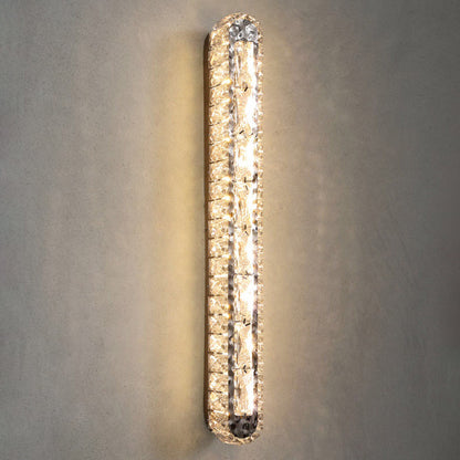 Stainless Crystal Elliptical Strip LED Wall Sconce Lamp