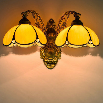 Tiffany Petal Stained Glass 2-Light Wall Sconce Lamp