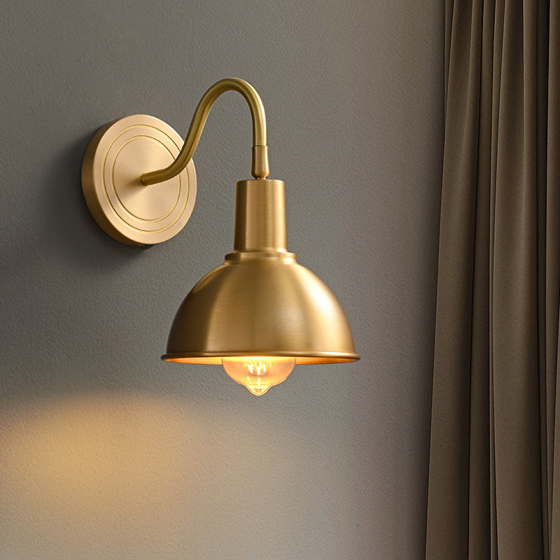 Full Copper Semicircle Shade 1-Light Wall Sconce Lamp