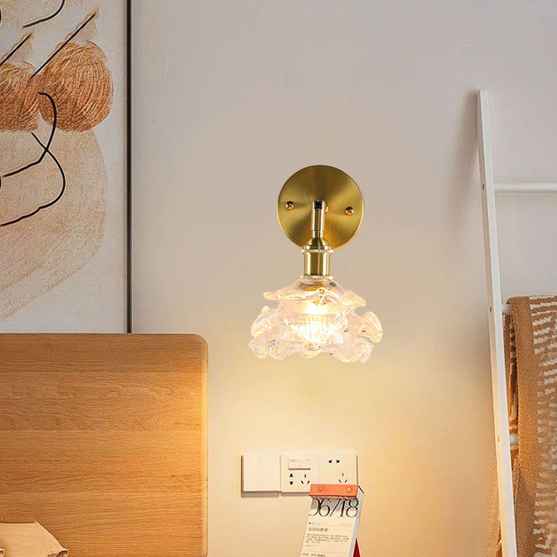 French Cylinder Ball Copper Glass 1-Light Wall Sconce Lamp