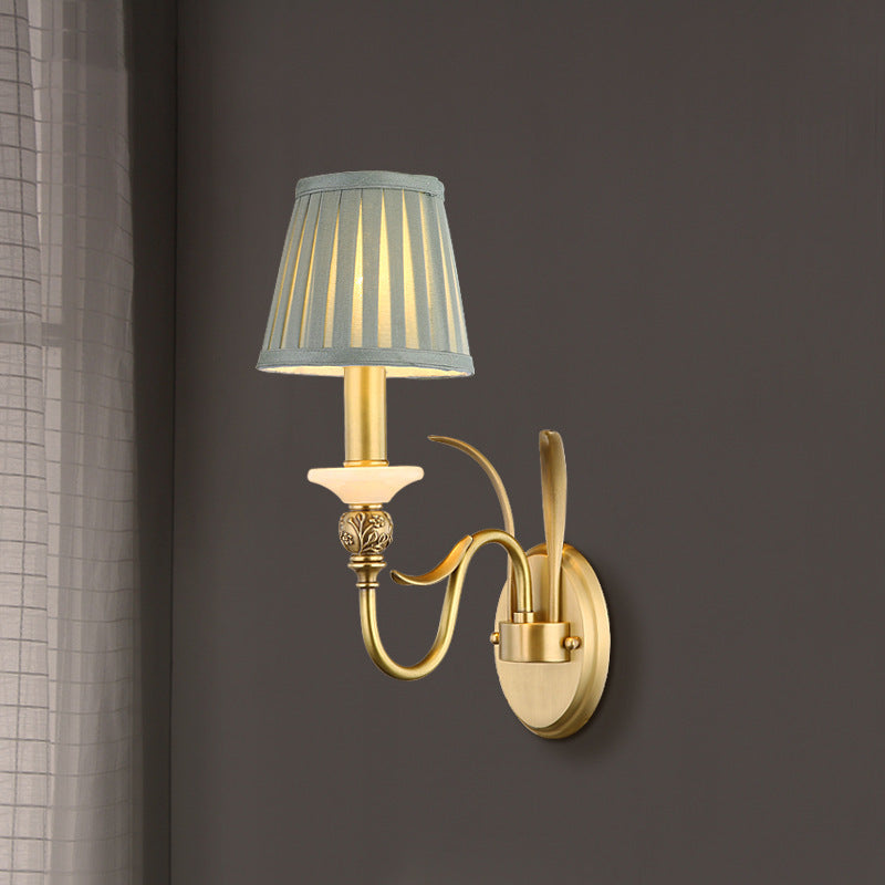 French Cone Copper Curved Arm 1//2 Light Wall Sconce Lamp