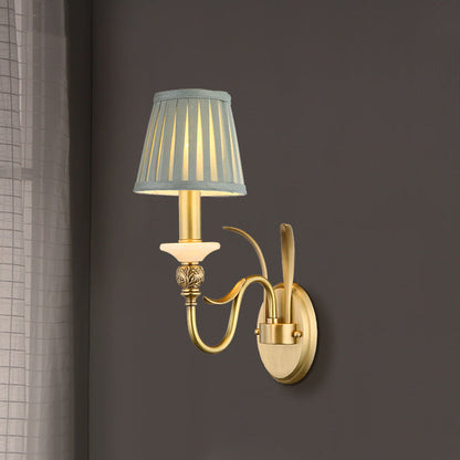 French Cone Copper Curved Arm 1//2 Light Wall Sconce Lamp