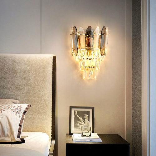 Brilliant Crystal Stack Iron 2-Light Wall Sconce Lamp