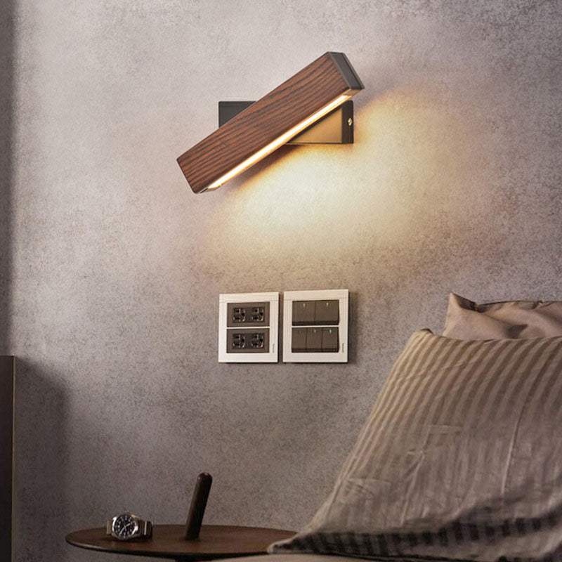 Scandinavian Solid Wood Iron LED Wall Sconce Lamp