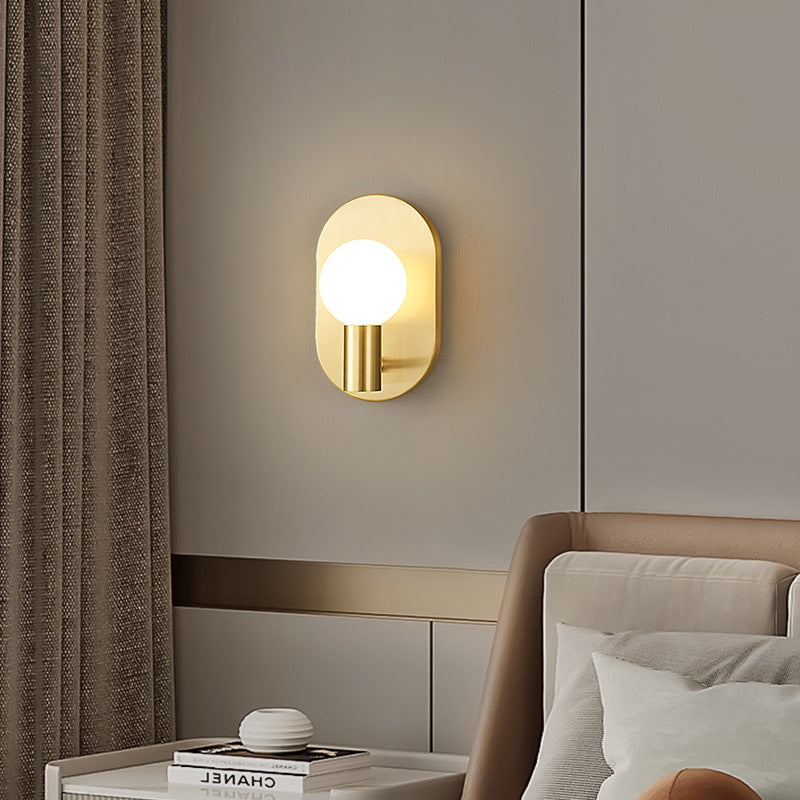 Nordic Oval Orb Copper Glass 1-Light Wall Sconce Lamp
