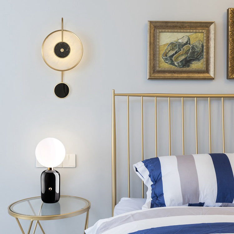 Concentric Marble Disc Iron Copper LED Wall Sconce Lamp