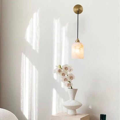 Light Luxury Marble Column Copper 1-Light Wall Sconce Lamp