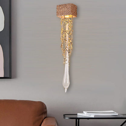 Brass Crystal Water Drop Design 1-Light Wall Sconce Lamp