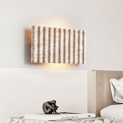 Grille Beige Travertine Rectangle 1-Light Wall Sconce Lamp