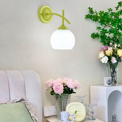 Modern Art Deco Round Glass Metal 1-Light Wall Sconce Lamp