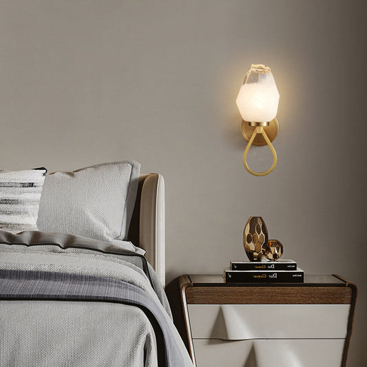 Brass Geometrical Glass Shade 1-Light Wall Sconce Lamp
