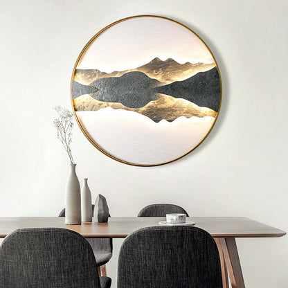 Chinese Round Disc Aluminum Plate Rock LED Wall Sconce Lamp