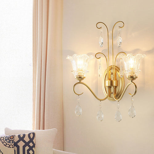 Traditional French Crystal Branch 2-Light Wall Sconce Lamp