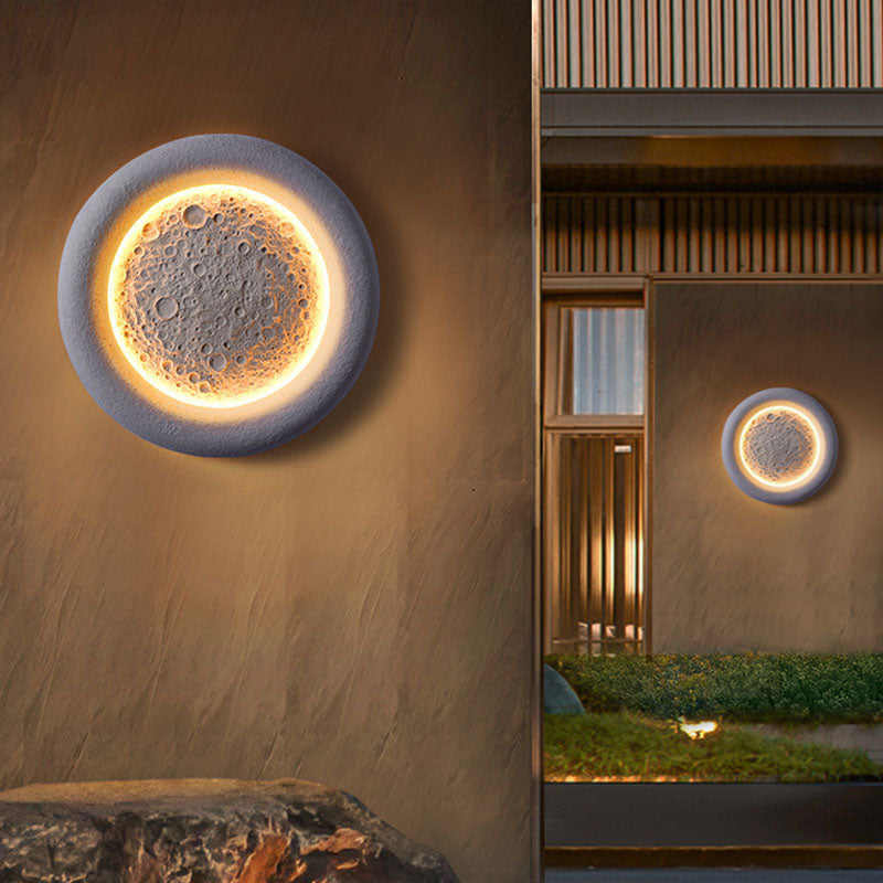 Chinese Moon Texture Shade LED Waterproof Wall Sconce Lamp