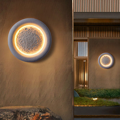 Chinese Moon Texture Shade LED Waterproof Wall Sconce Lamp